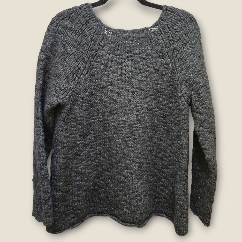 J Jill Wool Blend Knit Sweater Brown/Grey Alpaca Acrylic Pullover Women's L